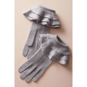 NEW Anthropologie Ruffled Cuff Gloves ONE SIZE Adorable cuffs Gray Motif